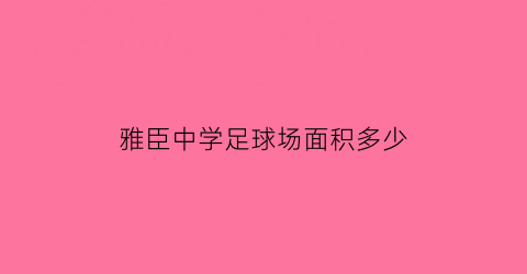 雅臣中学足球场面积多少(雅臣中学是省重点吗)