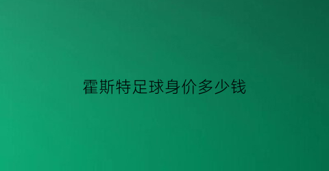 霍斯特足球身价多少钱(霍斯特是什么意思)