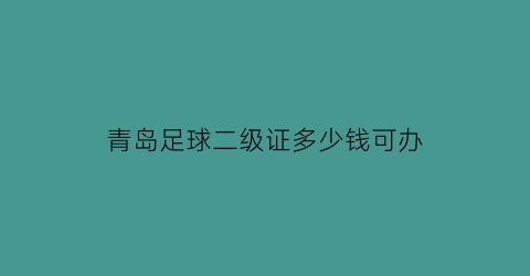 青岛足球二级证多少钱可办