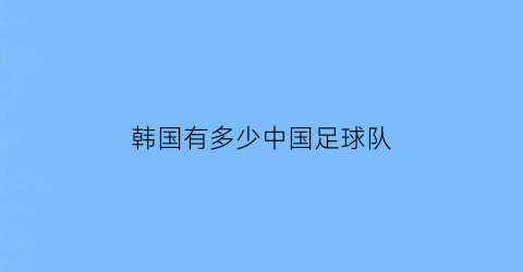 韩国有多少中国足球队(韩国有多少中国足球队队员)