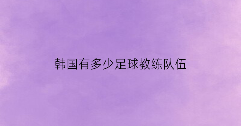 韩国有多少足球教练队伍(韩国有多少足球教练队伍组成)