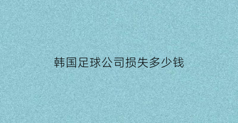 韩国足球公司损失多少钱