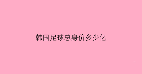 韩国足球总身价多少亿(韩国足球选手收入)