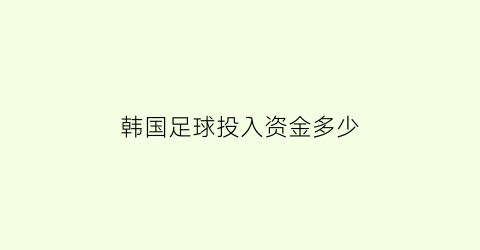 韩国足球投入资金多少(韩国足球投入资金多少)