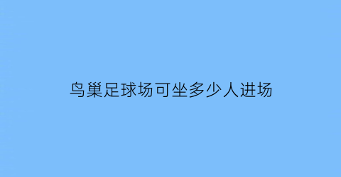 鸟巢足球场可坐多少人进场