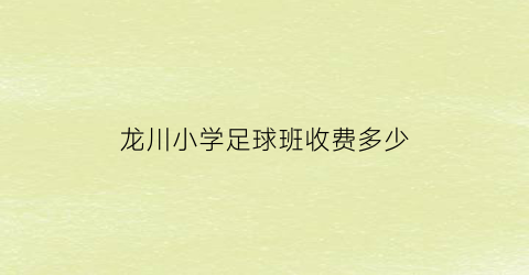 龙川小学足球班收费多少